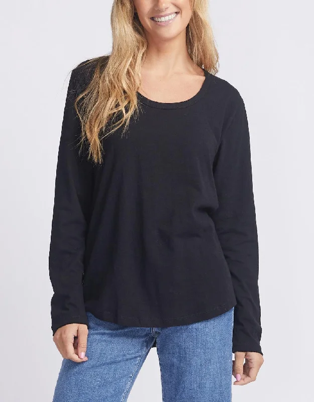 Casual Comfort Original Round Neck Long Sleeve T-Shirt - Black