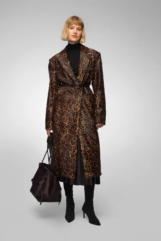 Rock Metal Style Margueritte - Brown Leopard Shearling Coat