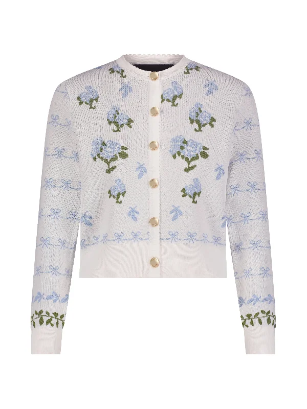 Simple And Generous Style Motif Floral Knit Cardigan