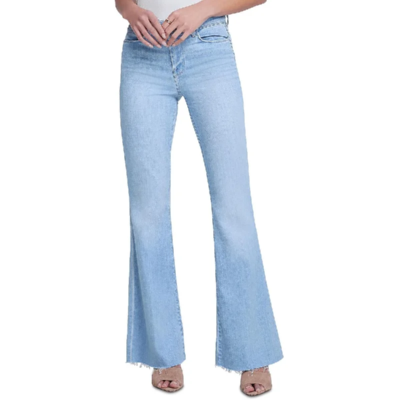 Romantic Off-Shoulder Style L'Agence Womens Sera Frayed Hem Denim Flared Jeans