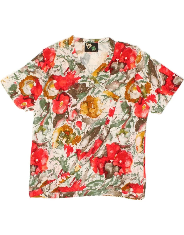 Romantic Pastoral Style VINTAGE Womens Shirt Blouse UK 16 Large Multicoloured Floral Cotton