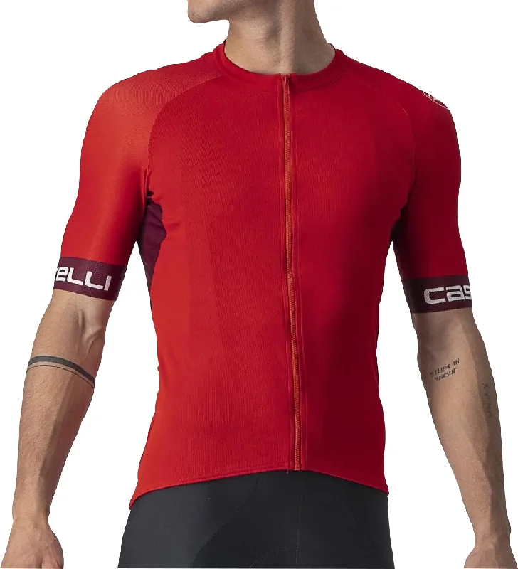 Sports Suit Style Castelli Entrata VI Short Sleeve Mens Cycling Jersey - Red