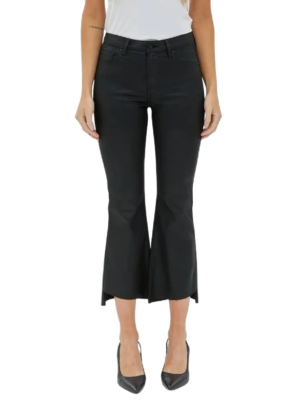 Sports Suit Style Crop Flare Jean In Charcoal