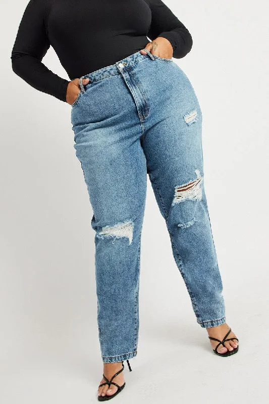 Gorgeous Feather Design Denim Wide Leg Jeans High Rise