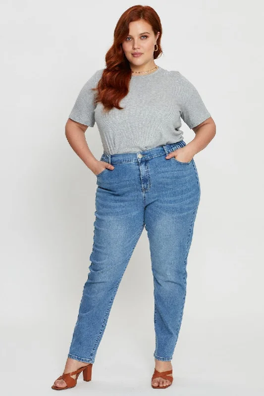 Gorgeous Flow Feeling Blue Jean High Rise Straight Leg