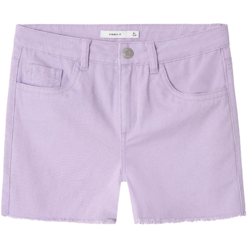 Elegant High Waist Style Name It Lilac Breeze Rose Mom Twill Shorts