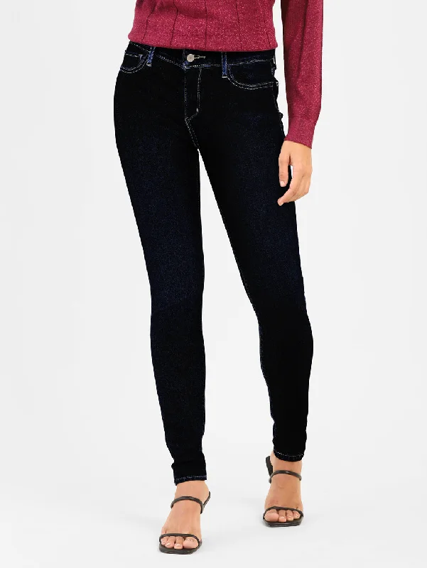 Rock Black Style Women's Mid Rise 710 Super Skinny Jeans