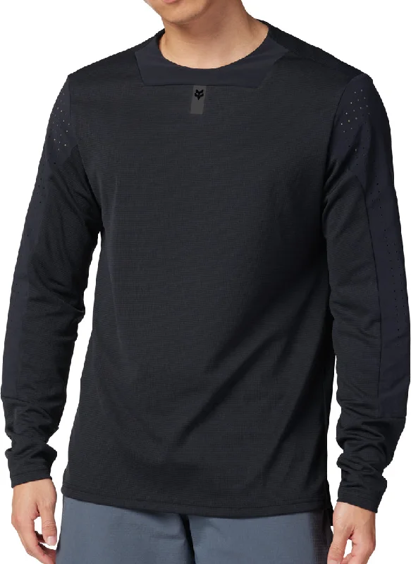 Gorgeous Embroidery Fox Defend Long Sleeve Mens Cycling Jersey - Black