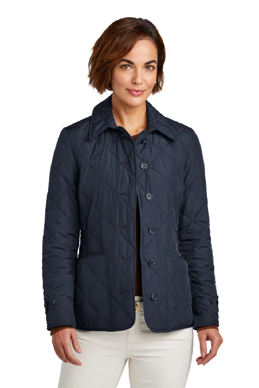 Rock Street Items Brooks Brothers Womens Water Resistant Quilted Full Zip Jacket - Night Navy Blue