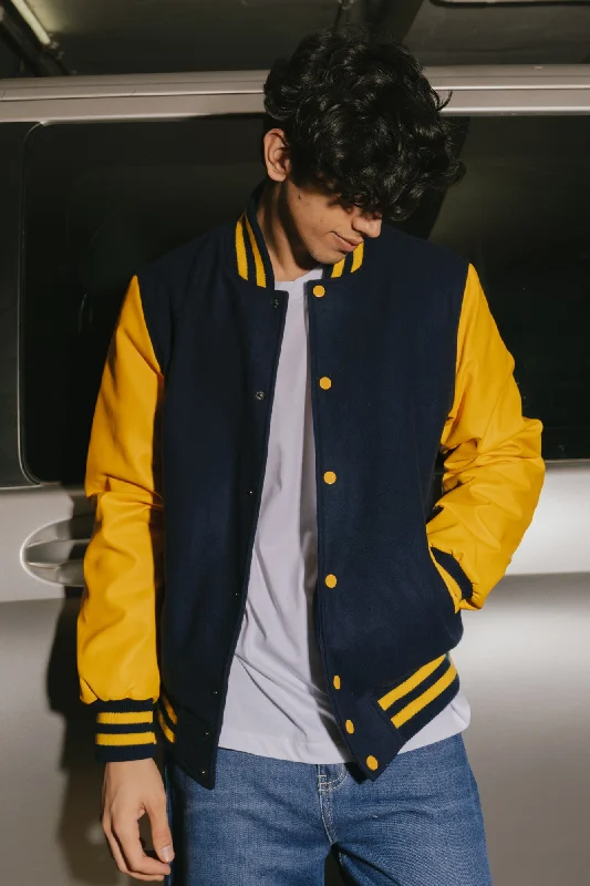 Casual Casual Style Navy Men's Varsity Jacket