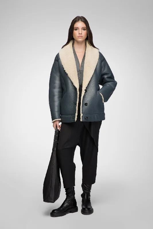 Rock Black Style Nila - Indigo Shearling Coat