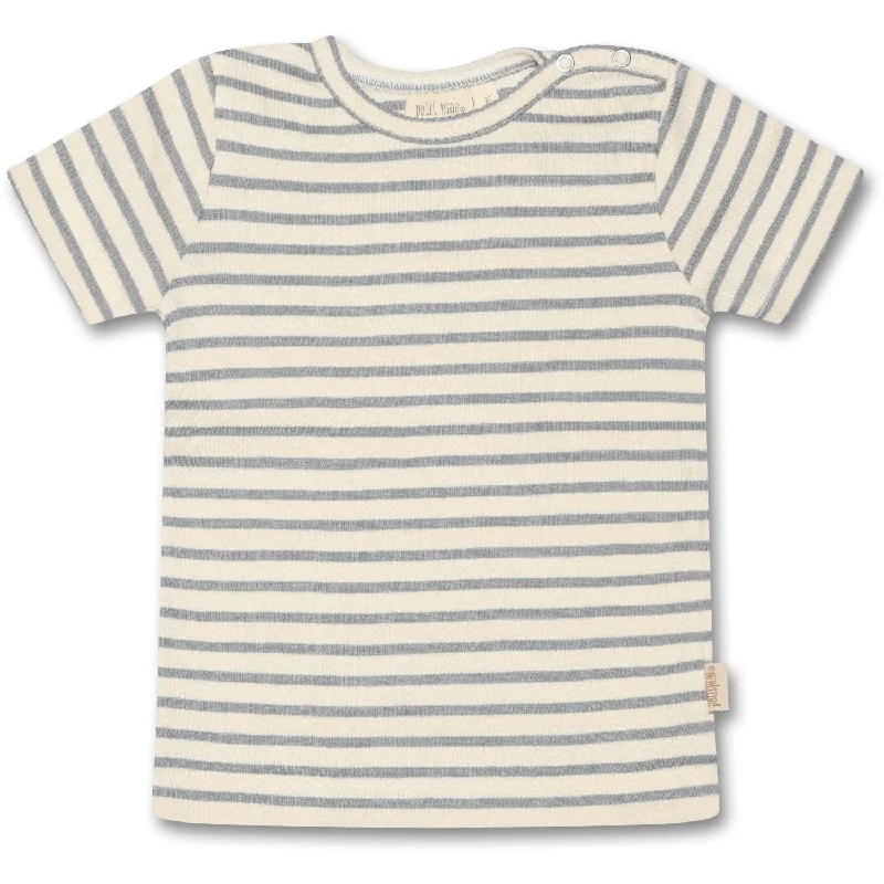 Simple And Color Petit Piao® Blue Mist T-shirt Modal Striped