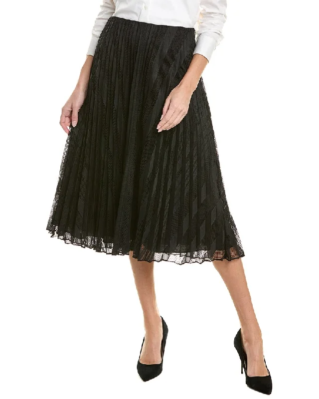 Casual Cartoon Style Theory Pleated Midi Skirt