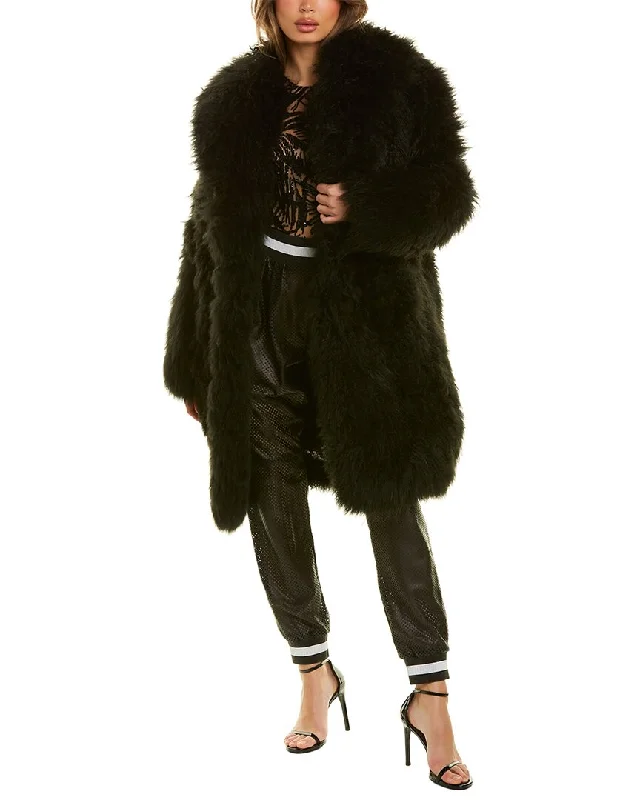 Elegant And Intellectual Style Michael Kors Sequined Goat Fur Coat