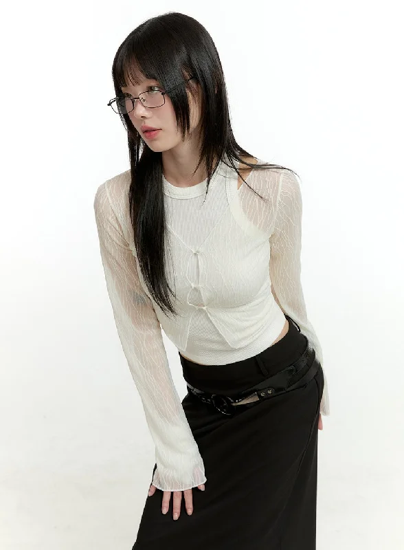 Casual Classic Design See-Through Button-Up Cardigan CL426