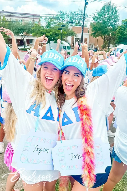 Sports Functional Style Alpha Delta Pi Custom Bid Day Letter Jersey