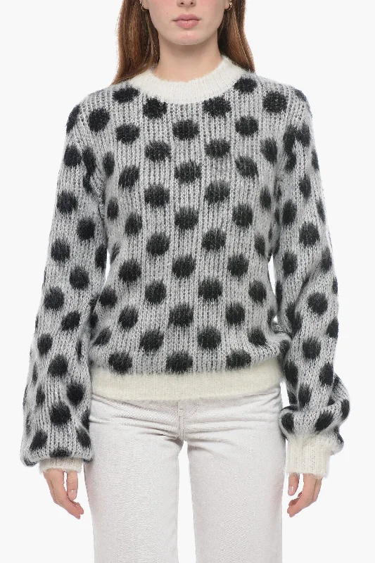 Casual And Relaxed Style Maison Margiela FUZZY WUZZY MOHAIR Fuzzy Sweater with Polka Dot Pattern