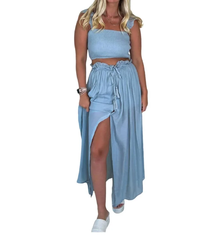 Rock Metal Style My Dearest Maxi Skirt Set In Blue