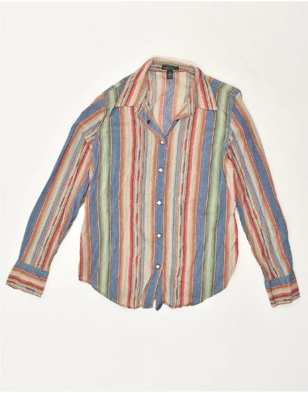 Casual Version RALPH LAUREN Womens Shirt UK 14 Medium Multicoloured Striped Cotton