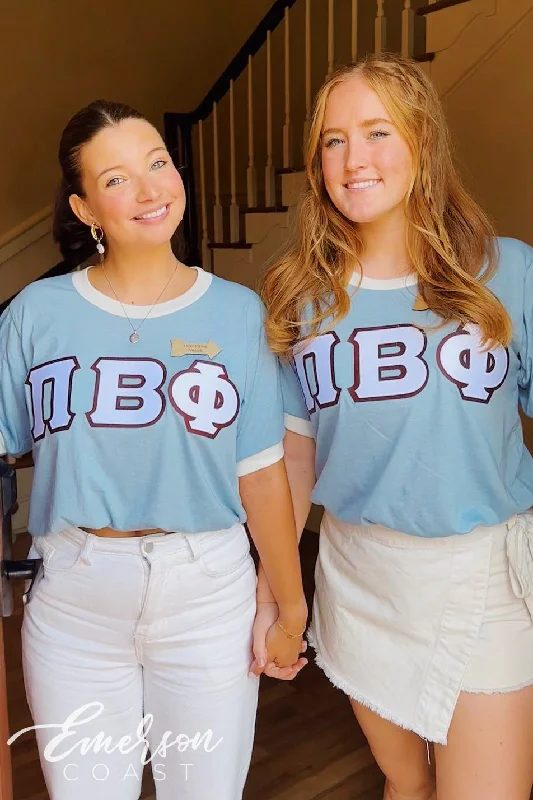 Gorgeous Glitter Feeling Pi Beta Phi Applique Letter Colorblock Ringer