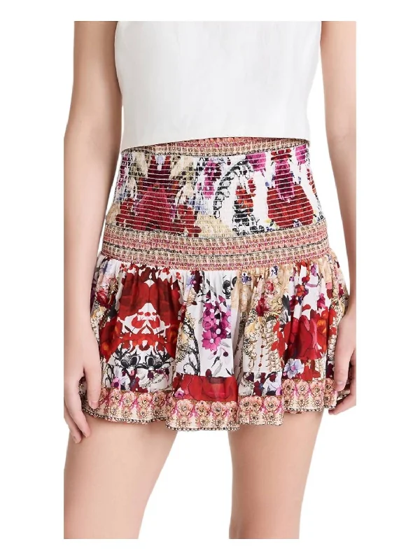 Rock Short Style Short Shirred Skirt In Reign Of Roses