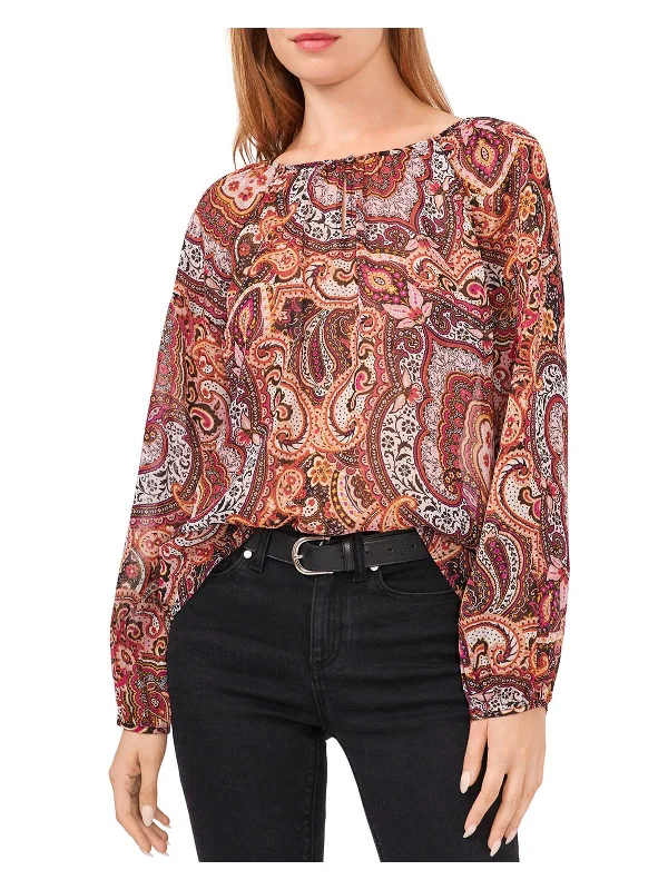 Casual Shopping Womens Printed Keyhole Pullover Top