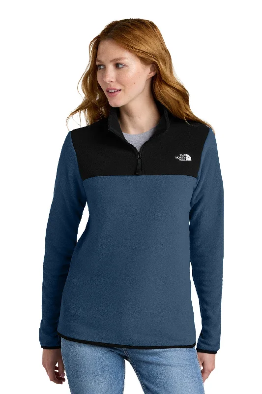 Gorgeous Crystal Design The North Face Womens Glacier Fleece 1/4 Zip Jacket - Shady Blue/Black - New