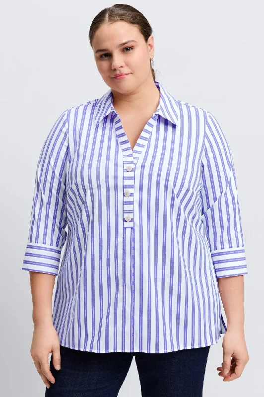 Sports Tops Pamela Plus Essential Stretch No Iron Stripe Shirt