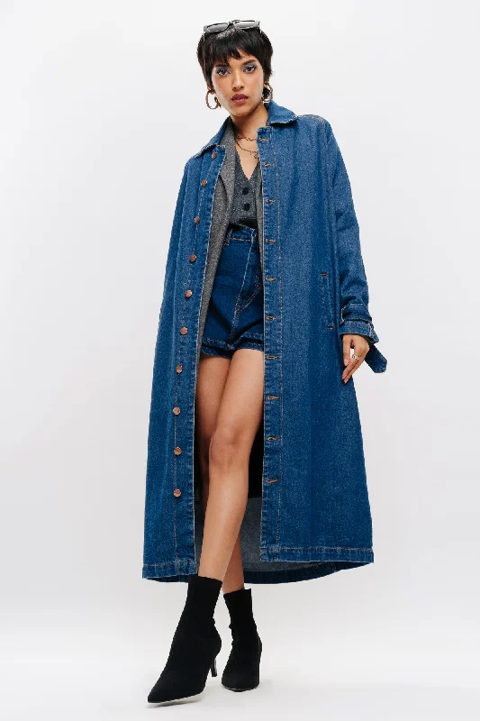 Minimalism Classic Denim Trench Coat