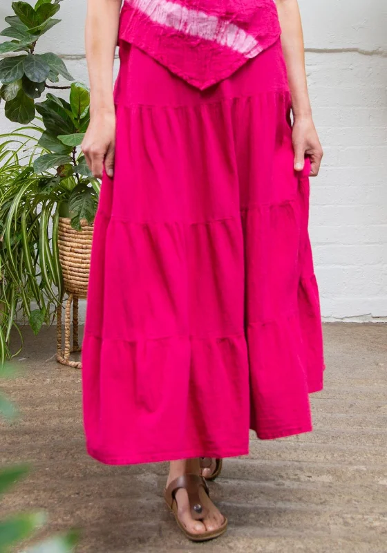 Romantic Lightness One Life Spirit Tiered Maxi Skirt, Fuchsia