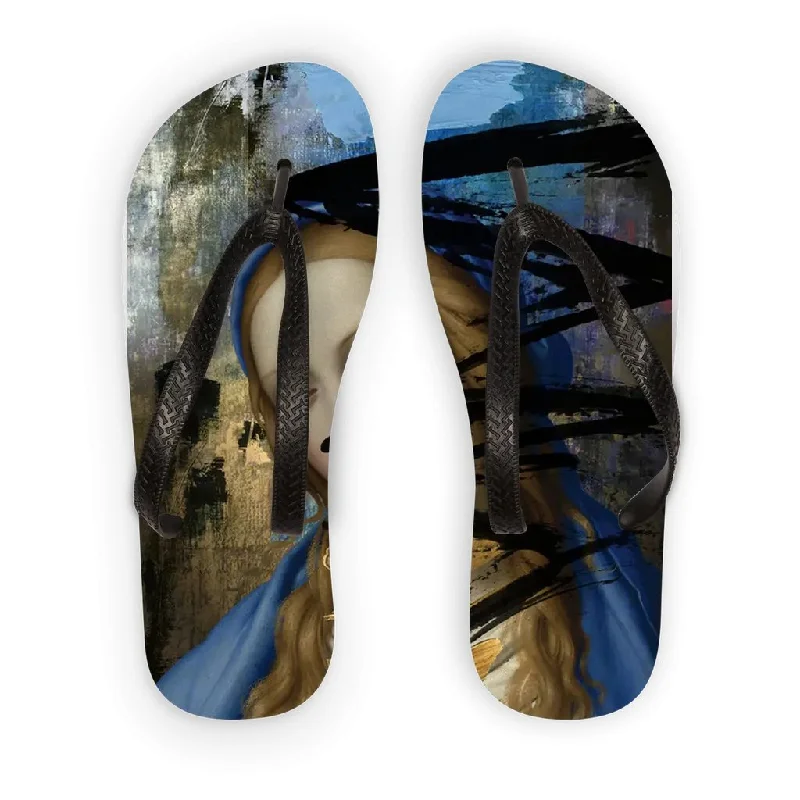 Rock Prints Blue Adult Flip Flops - Customizable Fabric Print, Durable & Lightweight