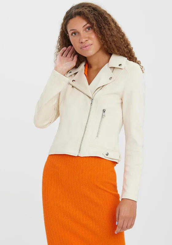 Sports Vitality Vero Moda Jose Faux Suede Biker Jacket, Birch