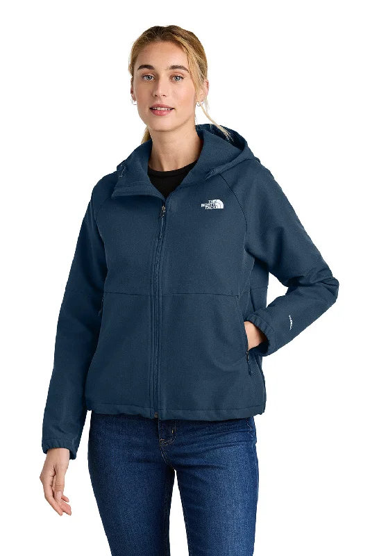 Sports Comfort Style The North Face Womens Barr Lake Water Resistant Soft Shell Full Zip Hooded Jacket - Heather Dark Shady Blue - New