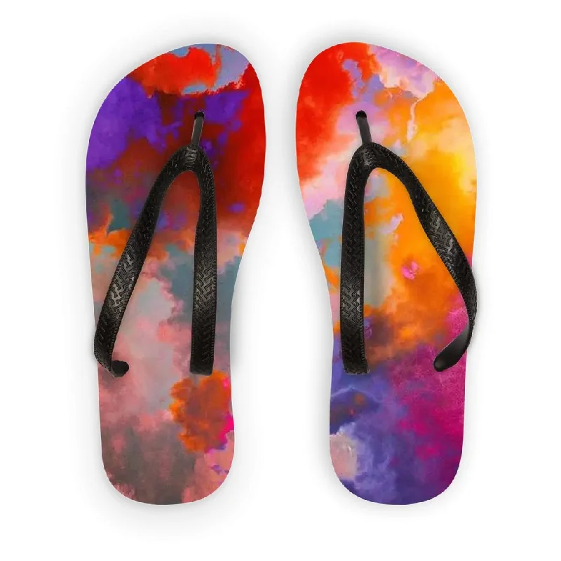 Rock Ripped Design Éclaircie Customizable Adult Flip Flops with Soft Fabric and Durable Straps