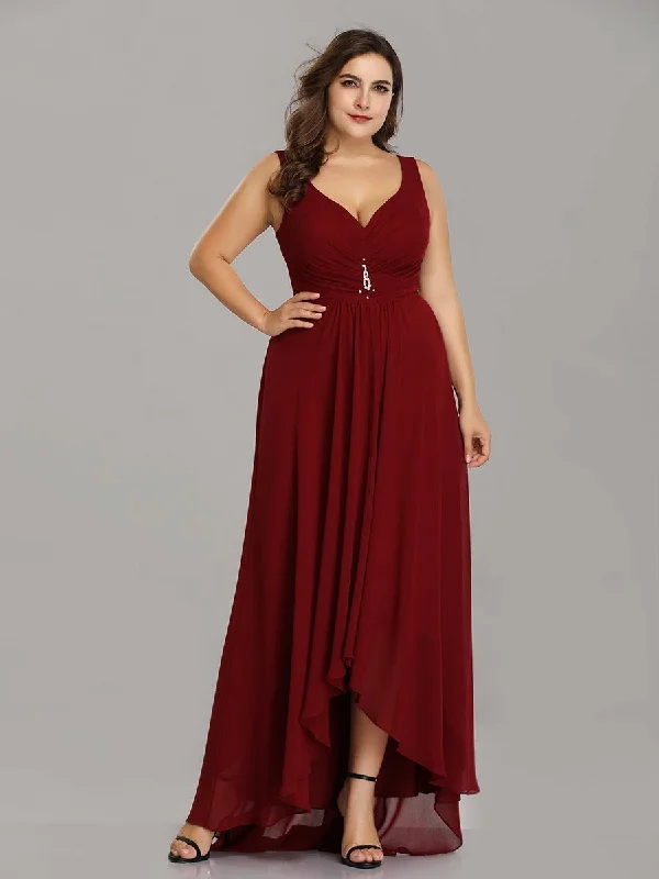 Romantic Off-Shoulder Style Plus Size V Neck Rhinestones Ruched Bust Wholesale Evening Dresses