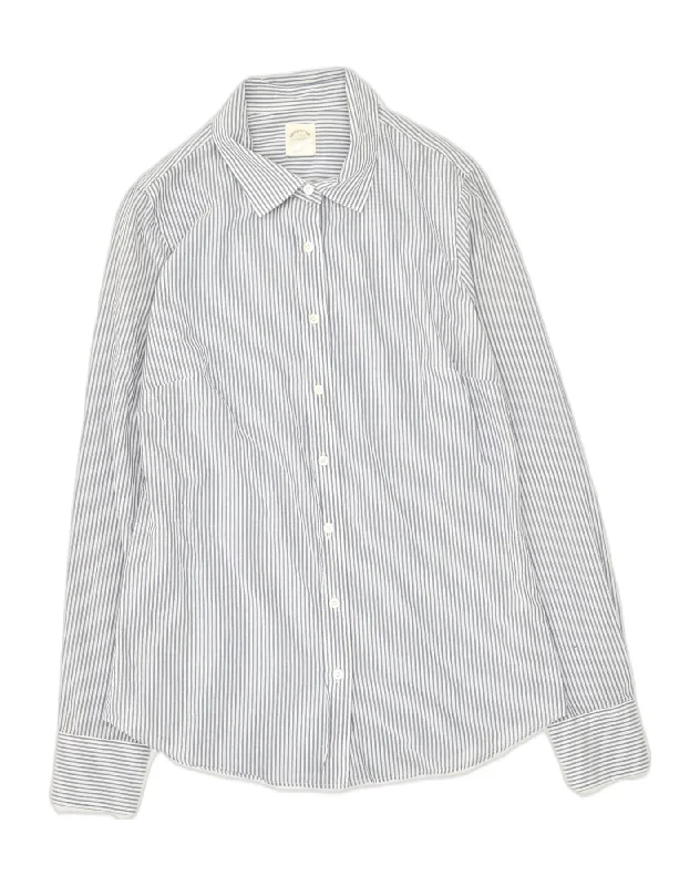 Elegant Temperament J. CREW Womens Shirt US 0 XS Grey Pinstripe Cotton