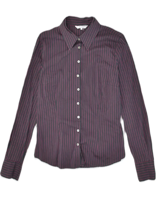 Gorgeous High-End Feeling MARELLA Womens Shirt IT 46 Large Purple Pinstripe Cotton