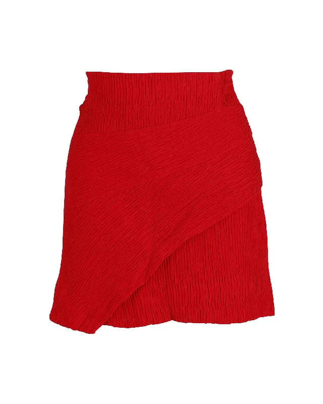 Sports Jacket Maje Textured Mini Skirt in Red Viscose