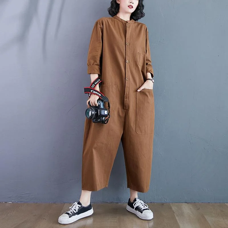 Simple Fashion Women Long Sleeves Loose Jumpsuits