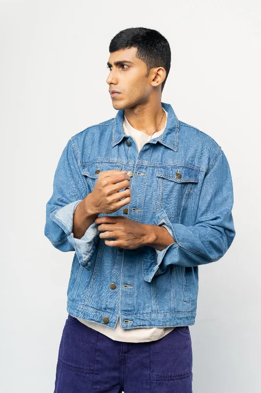 Gorgeous Evening Style Mid-Blue Men's Trucker Jacket