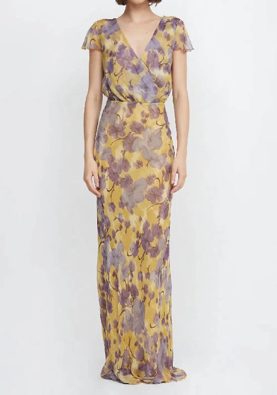 Elegant Interpretation Design Bernadette Wrap Maxi Dress In Golden Violet