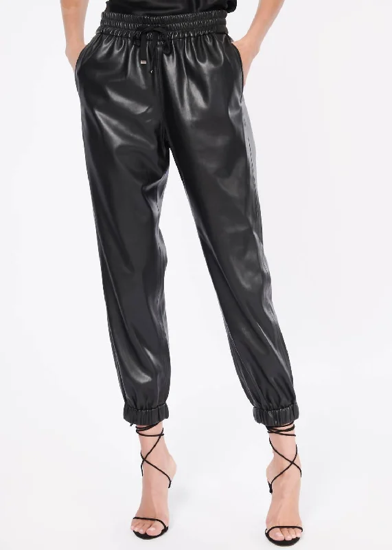 Elegant Slim Style Dalton Vegan Leather Pant In Black