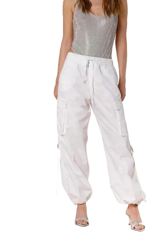 Sports Suit Style Francis Cargo Pants In White