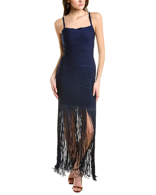 Simple Versatile Style Hervé Léger Banded Fringe Gown