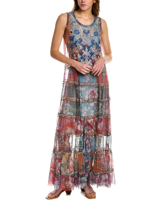 Elegant And Luxurious Feeling Johnny Was BIYA Zoie Mesh Maxi Dress