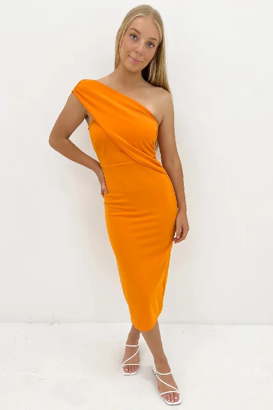 Elegant Slim Skirt Kailey Midi Dress Orange