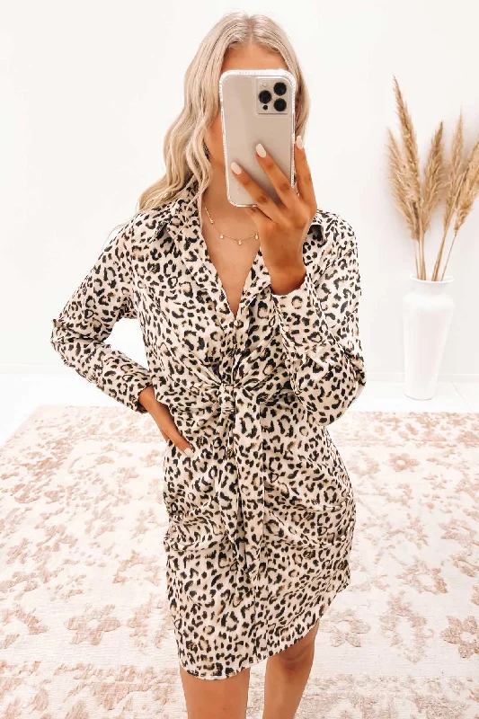 Casual Print Design Letisha Mini Dress Leopard