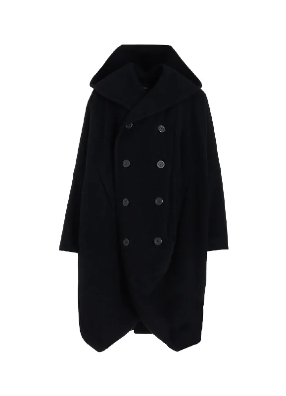 Casual And Relaxed Style WOOL MOSSER FRONT COCOON COAT