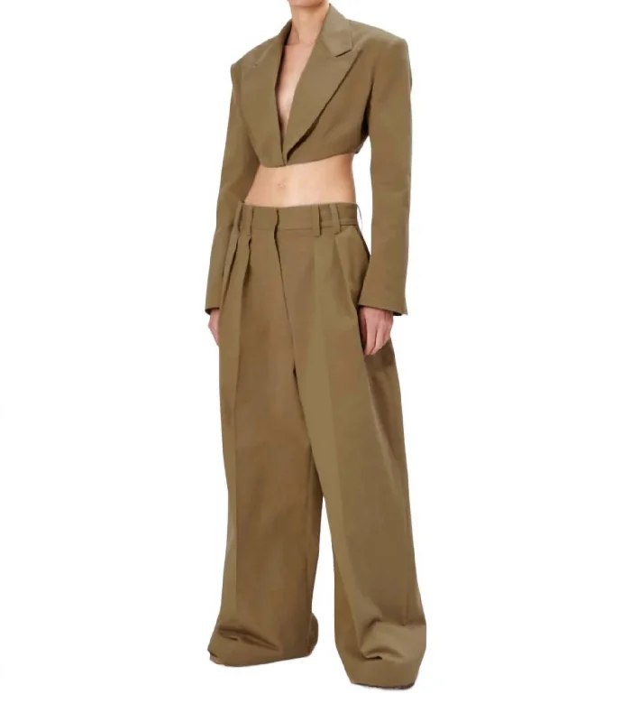 Simple Cotton Style Lo Pants In Khaki