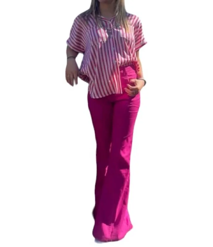 Minimalism Malina Flare Pants In Fuchsia